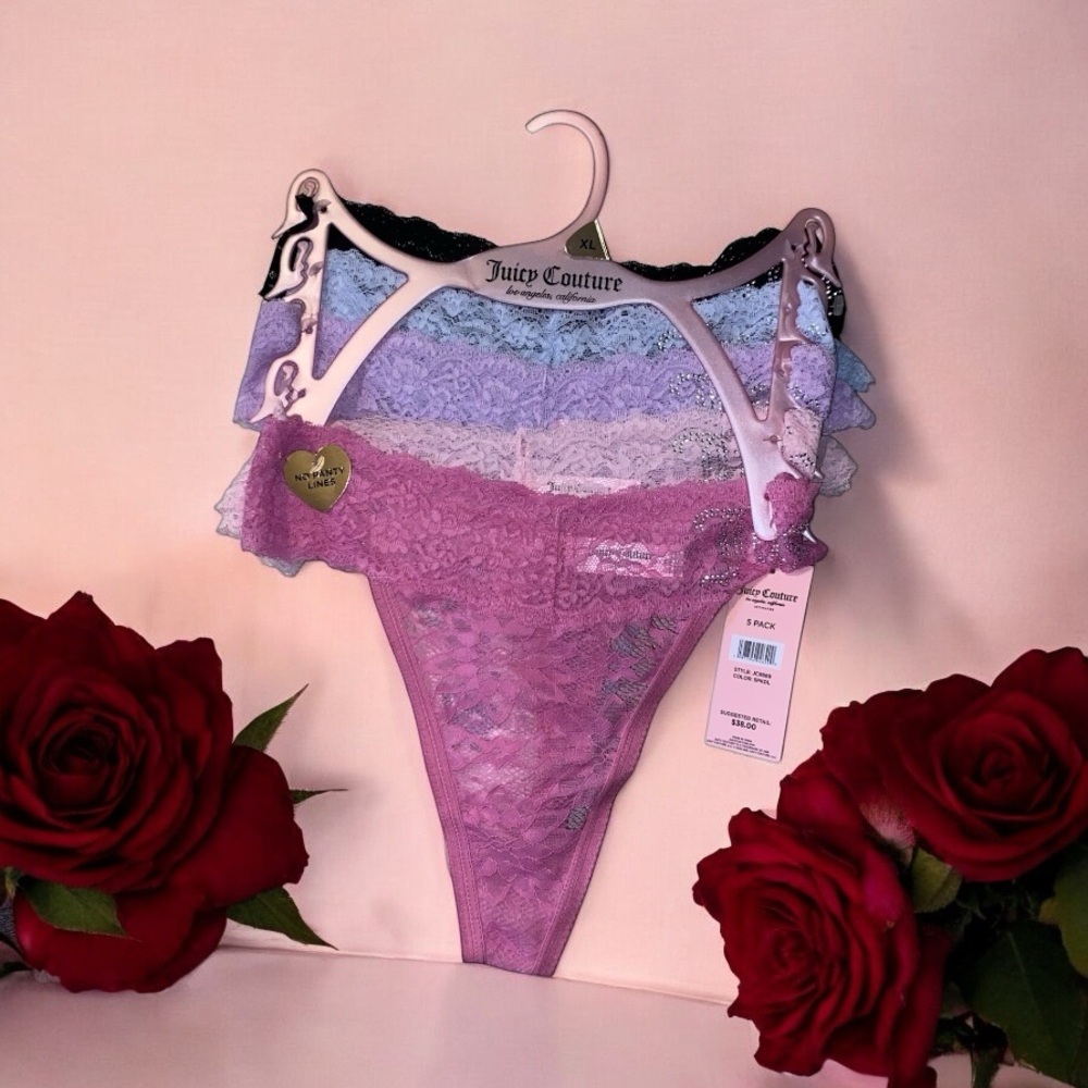 EXTRA LARGE {Juicy Couture} Hearts Lace
Thongs 5 Pack